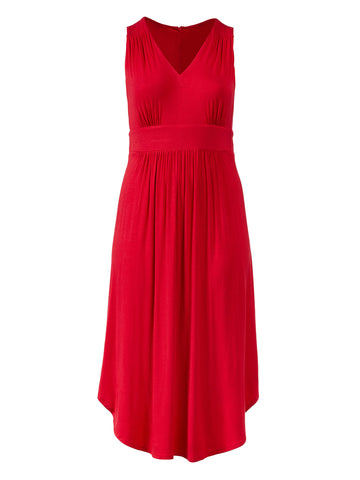 Asymmetric Hem Red Dress