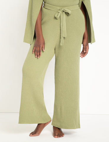 Wide Leg Sweater Pant in Sage