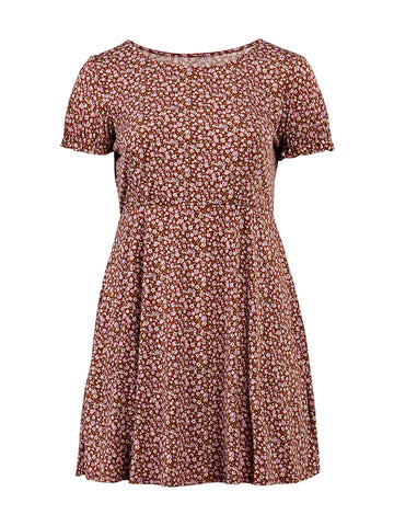 Ditsy Floral Brown And Lavendar Dress