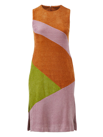 Ribbed Detail Color Block Dress