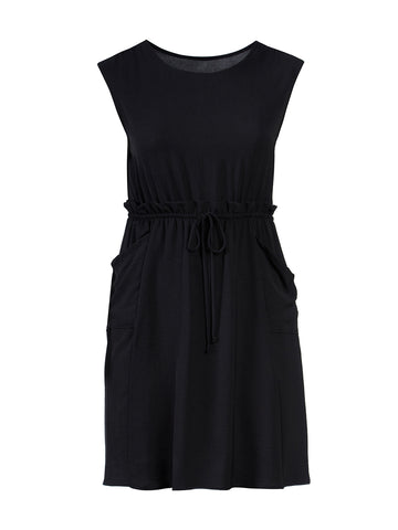 Sleeveless Tie-Front Black Dress
