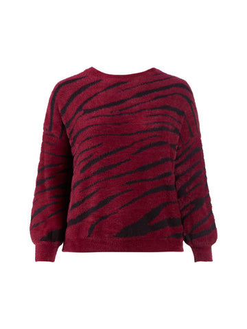 Zebra Print Burgundy Sweater
