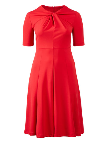 Knot Front Red Fit-And-Flare Dress