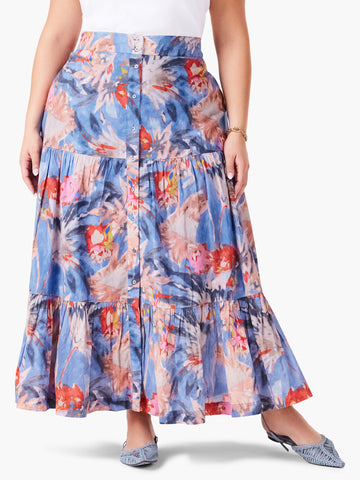 Dreamscape Tierd Skirt in Blue Multi