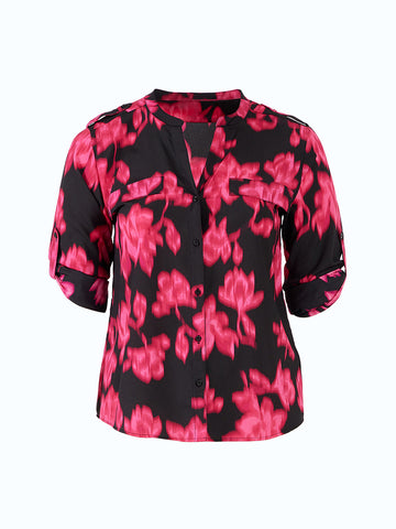 Floral Printed Button Front Blouse