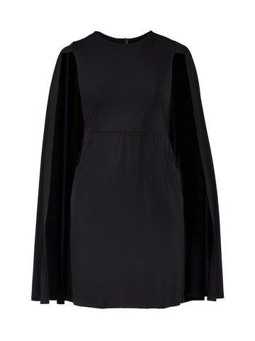 Caped Split Black Sheath Dress