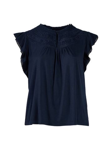 Flutter Sleeve Isaloah Navy Top