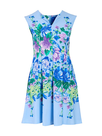 Blue Floral Fit And Flare Dress