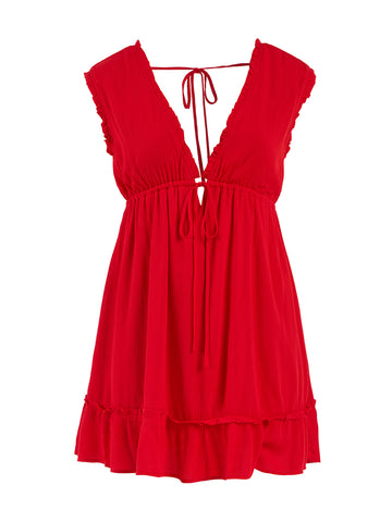 Red Tie Waist Dress