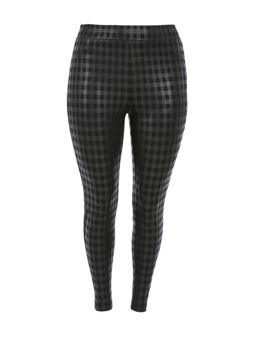 Black Plaid Coated Legging