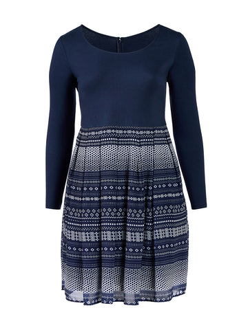 Navy And White Twofer Dress