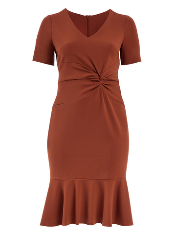 V-Neck Twist Midi Dress