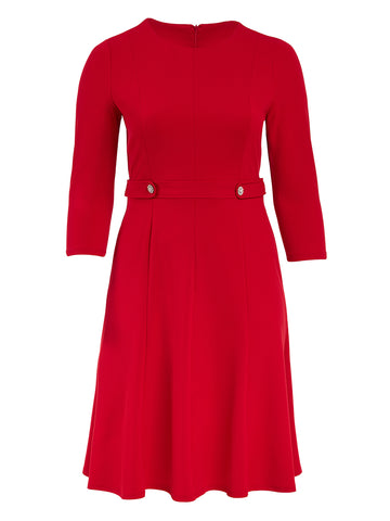 Long Sleeve Seamed Side Tab Midi Dress