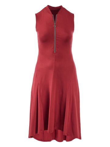 Zip Front High-Low Dress