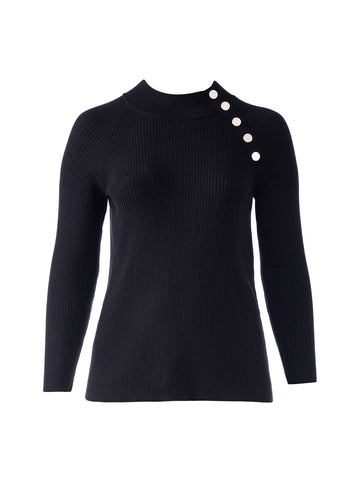 Button Detail Mock Neck Sweater