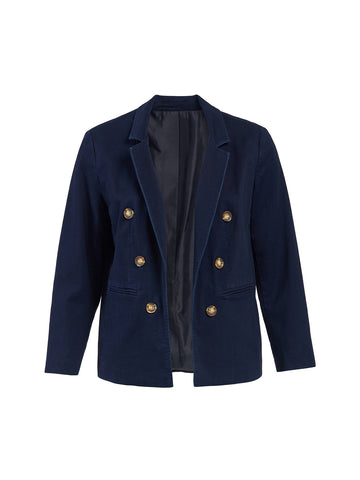 Faux Double Breasted Denim Blazer