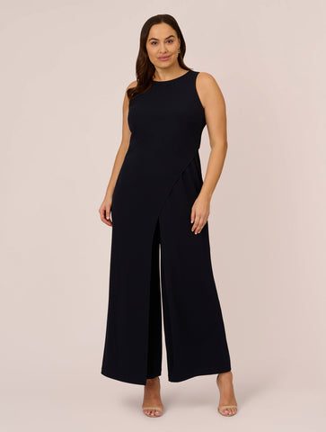 Plus Size Sleeveless Asymmetrical Jumpsuit In Midnight