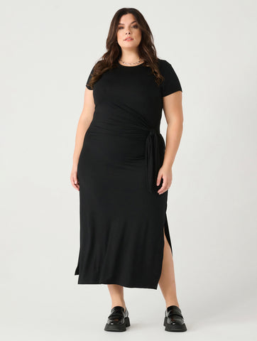 Knot Detail Midi Dress in Black