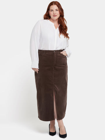 High Rise Corduroy Slit Maxi Skirt