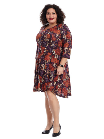 Plum And Wine Tapestry Floral Dress