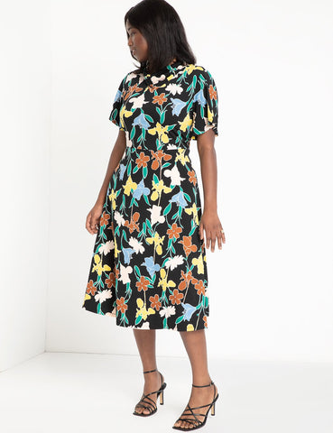 Cowl Fit And Flare Dress in Floral