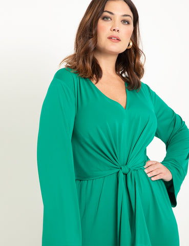 Tie Front Relaxed Jumpsuit in Green