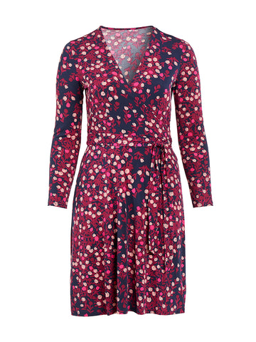 Woodberry Aubergine Print Perfect Faux-Wrap Dress