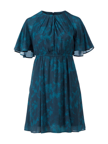 Tie-Dye Floral Teal Dress