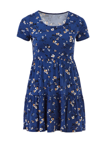 Blue Floral Fit-And-Flare Dress