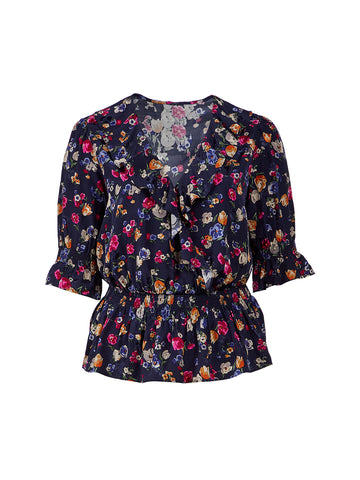 French Navy Floral Helzira Top