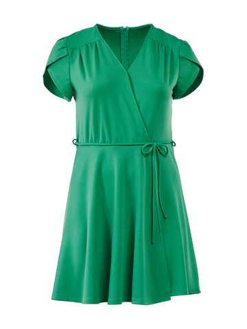 Seafoam Green Faux Wrap Dress