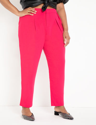 Pleat Detail Trouser in Bright Rose