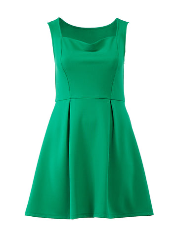 Cowl Neck Green Textured Dress