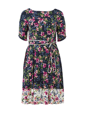 Rouched Sleeve Floral Dress