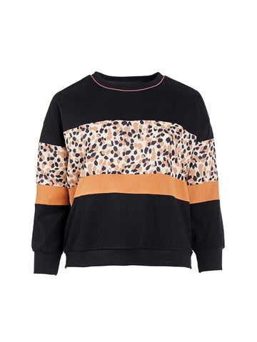 Animal Print Color Block Sweater