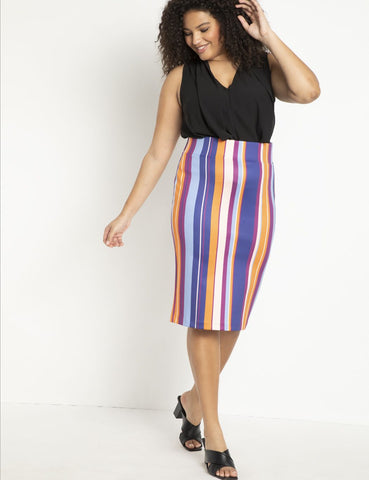 Neoprene Pencil Skirt in Pretty Wild Stripe
