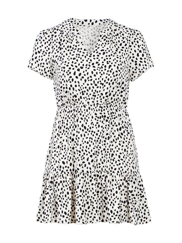 Abstract Print Ivory Dress