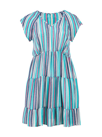 Tiered Blue Stripe Dress