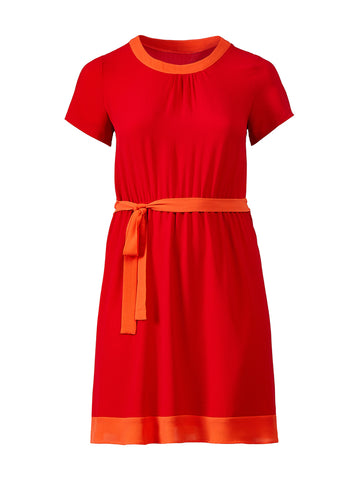Color Block Red Fit-And-Flare Dress