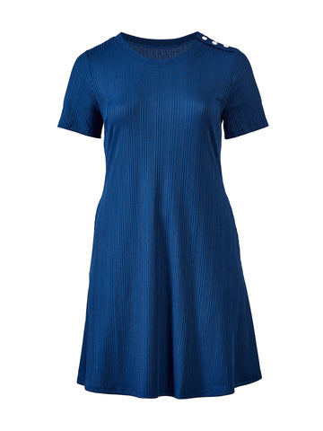 Galaxy Blue Ribbed Knit Maci Dress