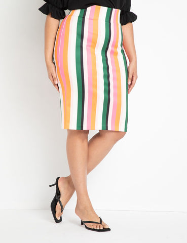Neoprene Column Skirt in Paloma Stripe