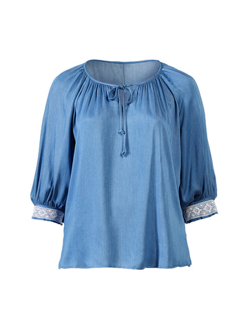 Lace Detail Chambray Top