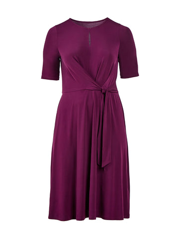 Purple Key Hole Side Tie Midi Dress