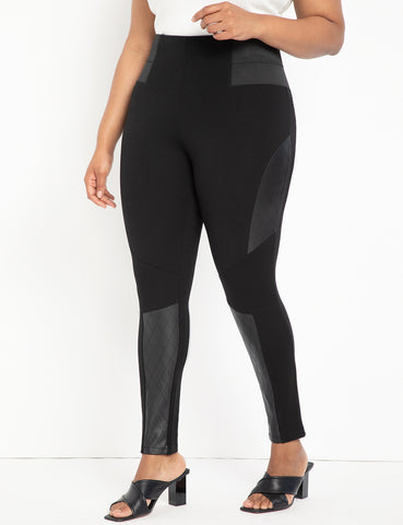 Miracle Flawless Legging with Quilted Moto Detail in Black
