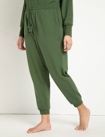 Jogger with Tassel Detail in Bronze Green