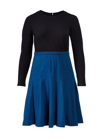Two-Tone FIt-And-Flare Dress
