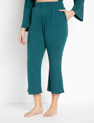 Cropped Flare Leg Pant in Deep Teal