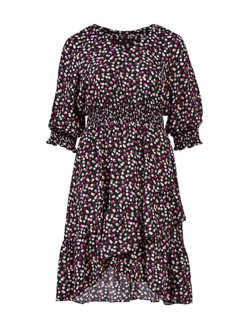 Ruffle Polka Dot Printed Midi Dress