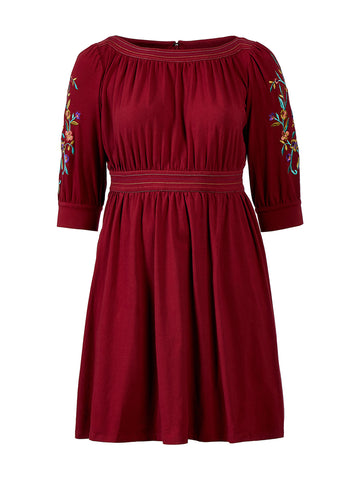Floral Sleeve Ruched Dress