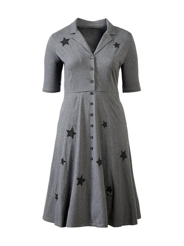 Star Print Grey Dress